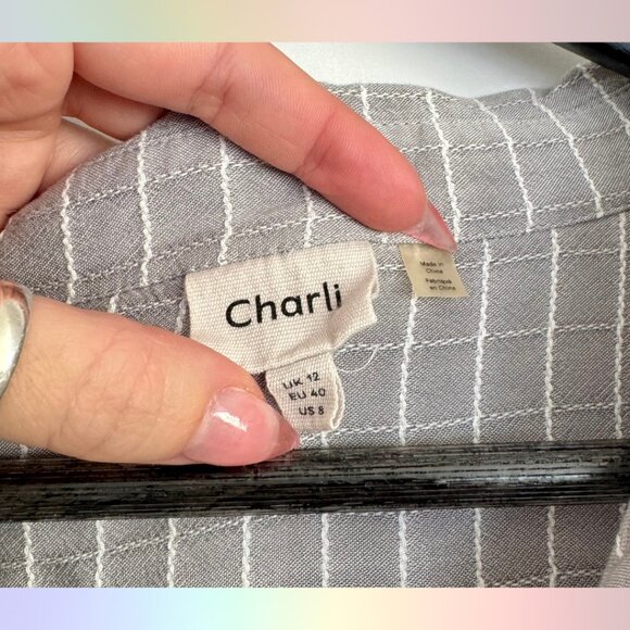 Charli Gray Checkered Long Sleeve Blouse – Size US 8 - Picture 2 of 4